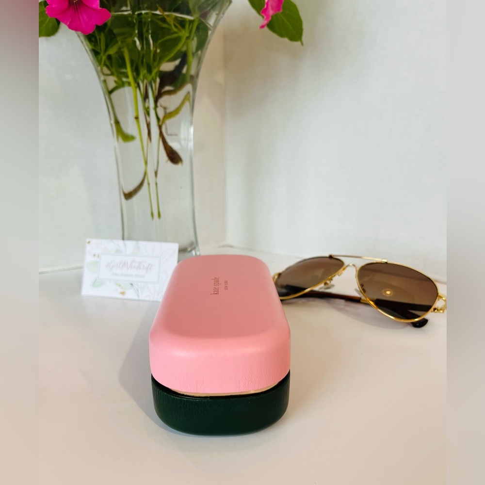 KATE SPADE Sunglass/Eye Case “Hello Sunshine”Pink/Green/Rose Gold - Picture 8 of 11